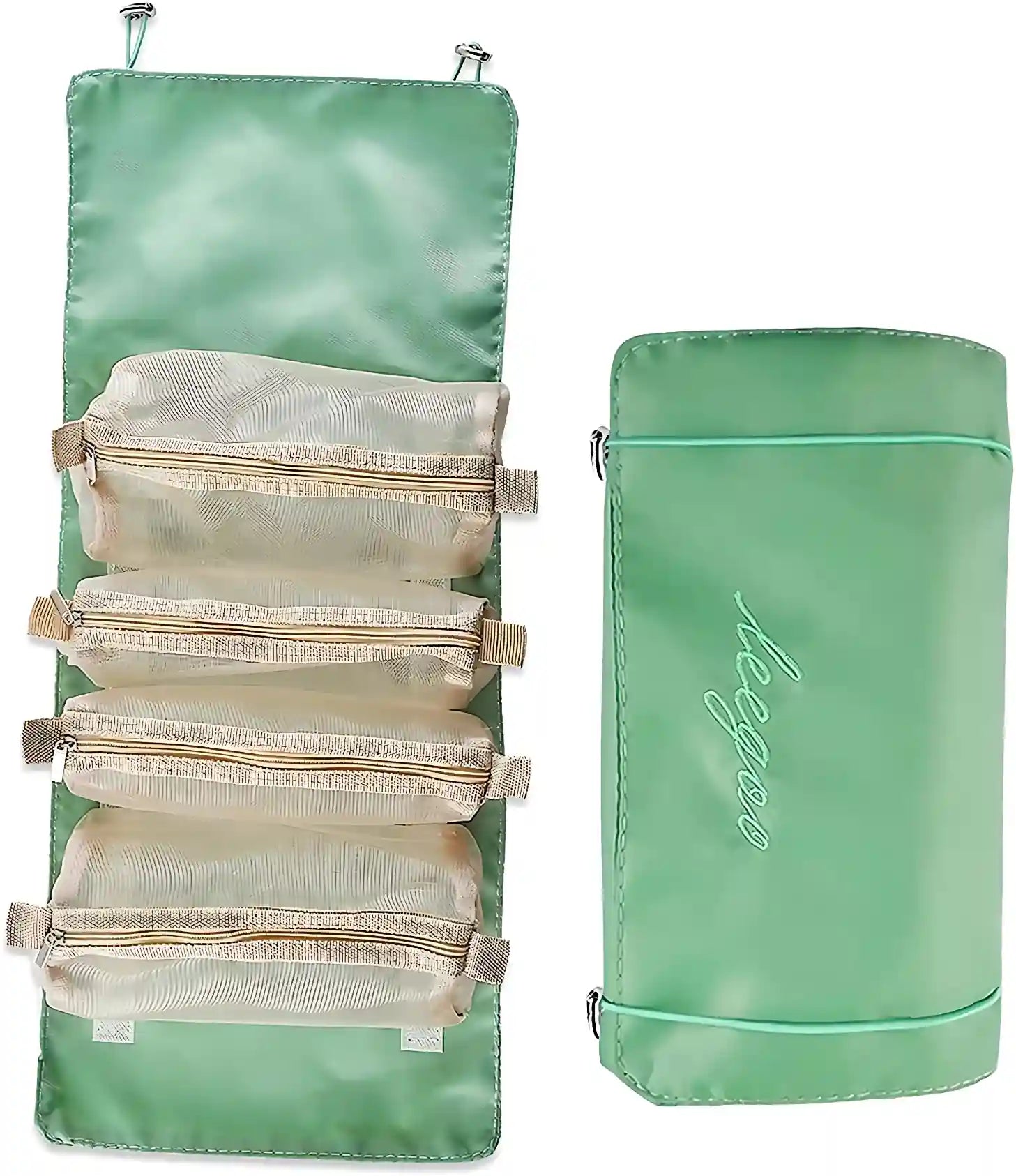 Premium 4 IN 1 Hanging Travel Makeup Organizer Bag – Green