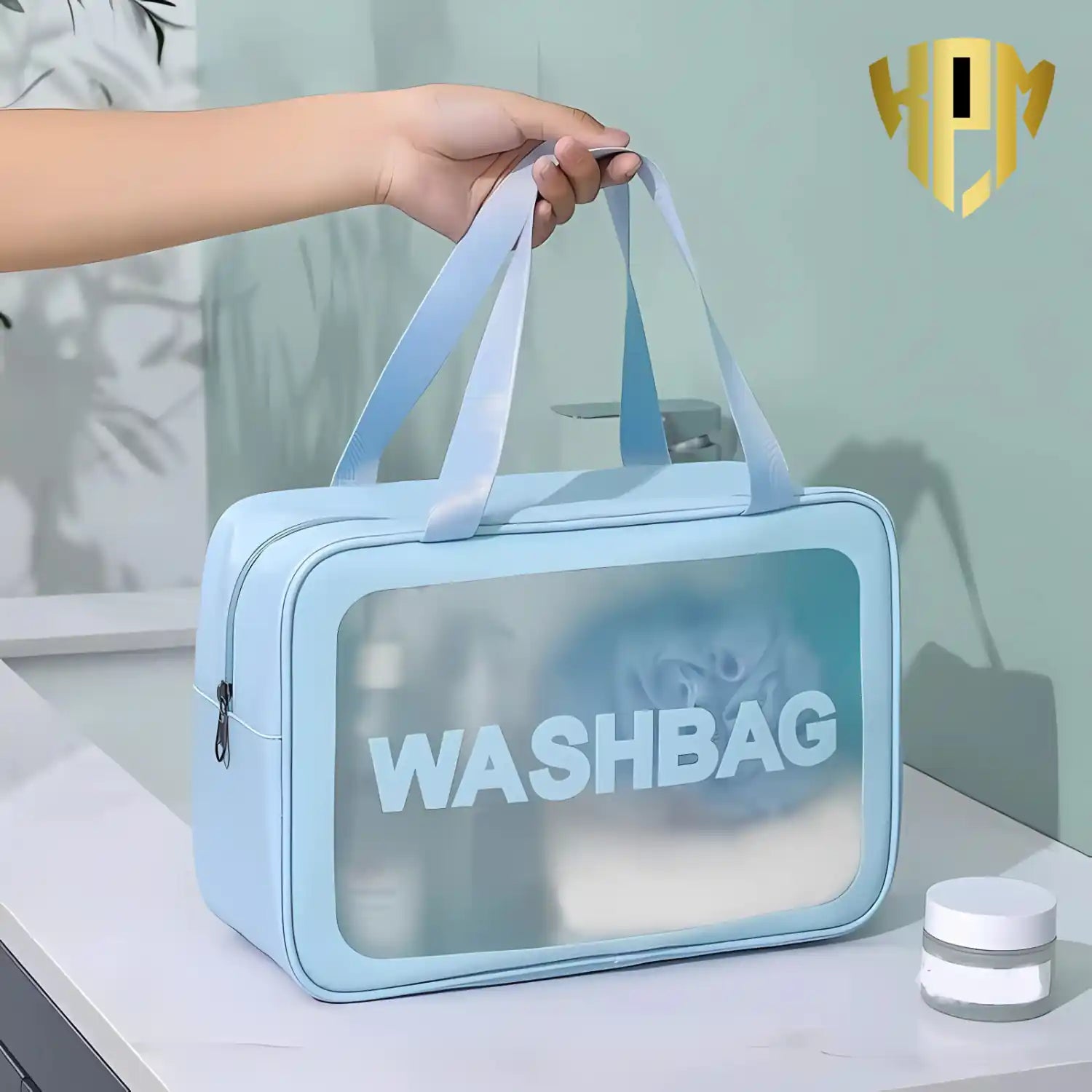 Premium Waterproof 3-Piece Travel Wash Bag Set – Blue, in Sky Blue, view 9 – KPM WORLD™