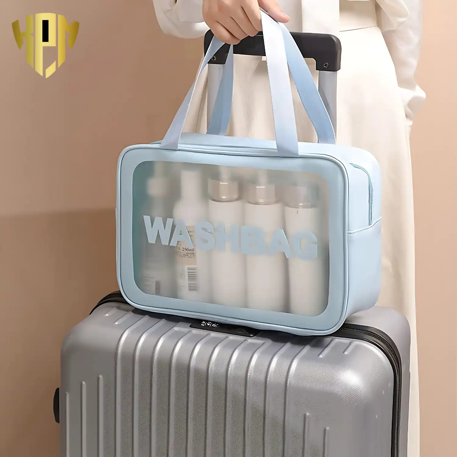 Premium Waterproof 3-Piece Travel Wash Bag Set – Blue, in Sky Blue, view 8 – KPM WORLD™