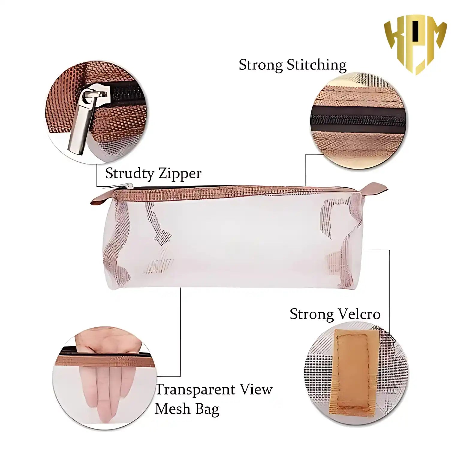 Premium 4 IN 1 Hanging Travel Makeup Organizer Bag – Khaki, in Brown, view 4 – KPM WORLD™