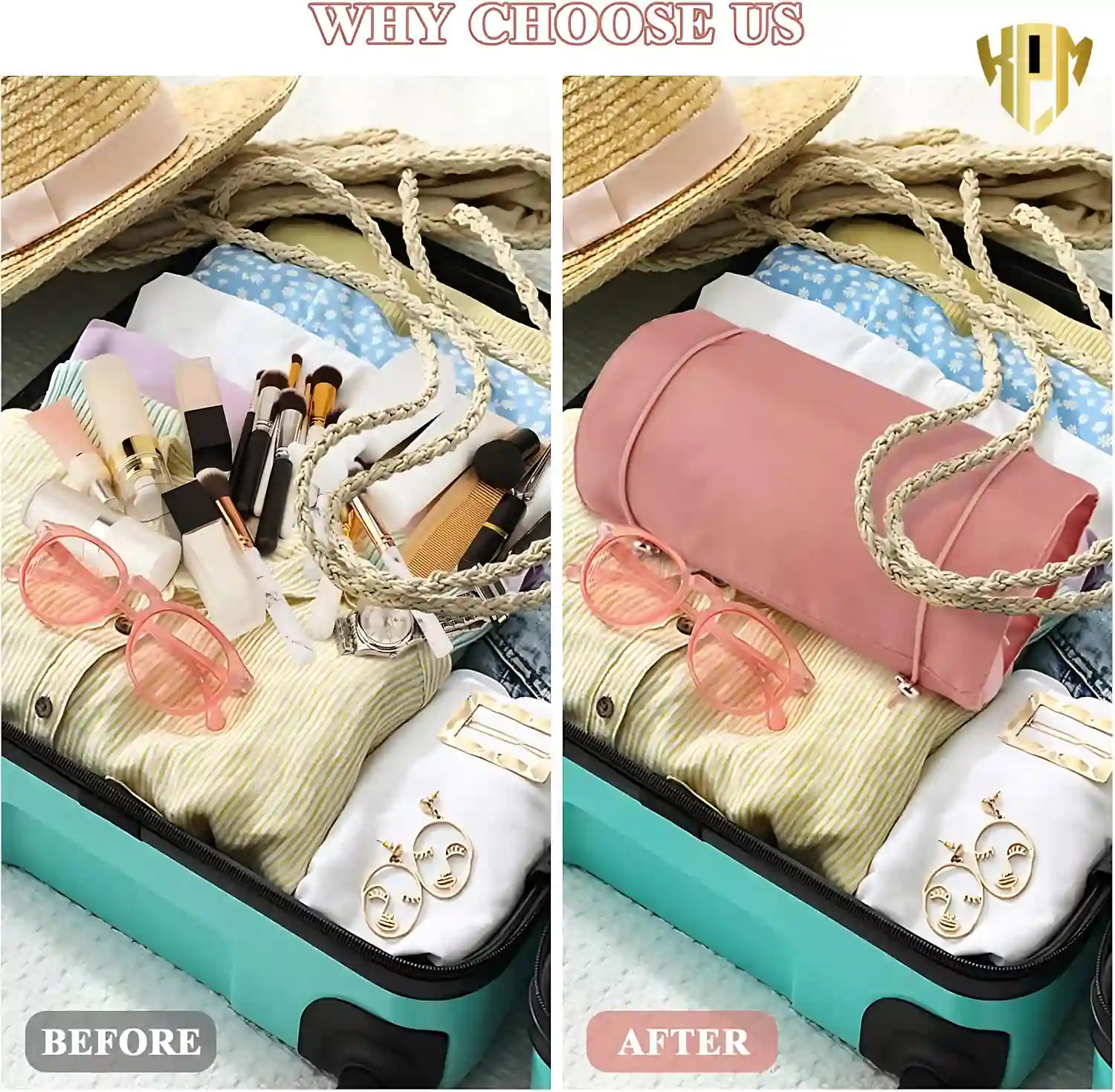 Premium 4 IN 1 Hanging Travel Makeup Organizer Bag – Pink, in Pink, view 7 – KPM WORLD™