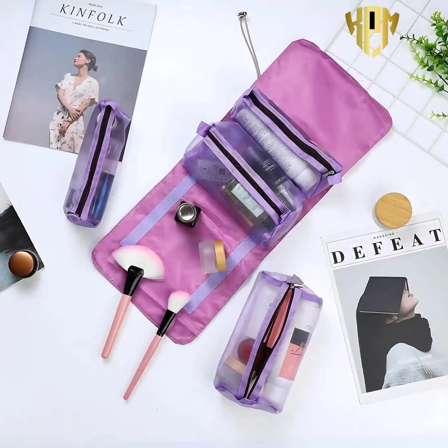 Premium 4 IN 1 Hanging Travel Makeup Organizer Bag – Purple, in Purple, view 8 – KPM WORLD™