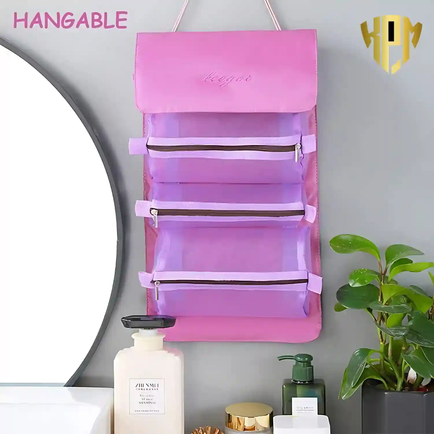 Premium 4 IN 1 Hanging Travel Makeup Organizer Bag – Purple, in Purple, view 9 – KPM WORLD™
