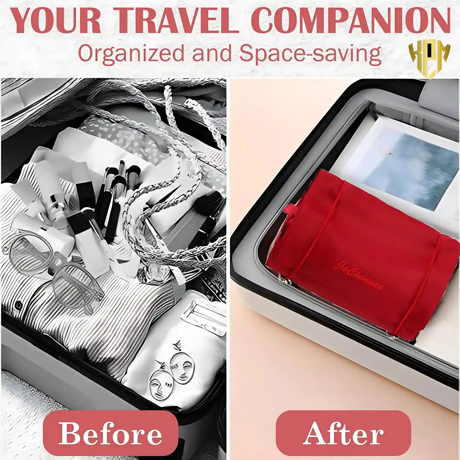 Premium 4 IN 1 Hanging Travel Makeup Organizer Bag – Red, in Red, view 5 – KPM WORLD™