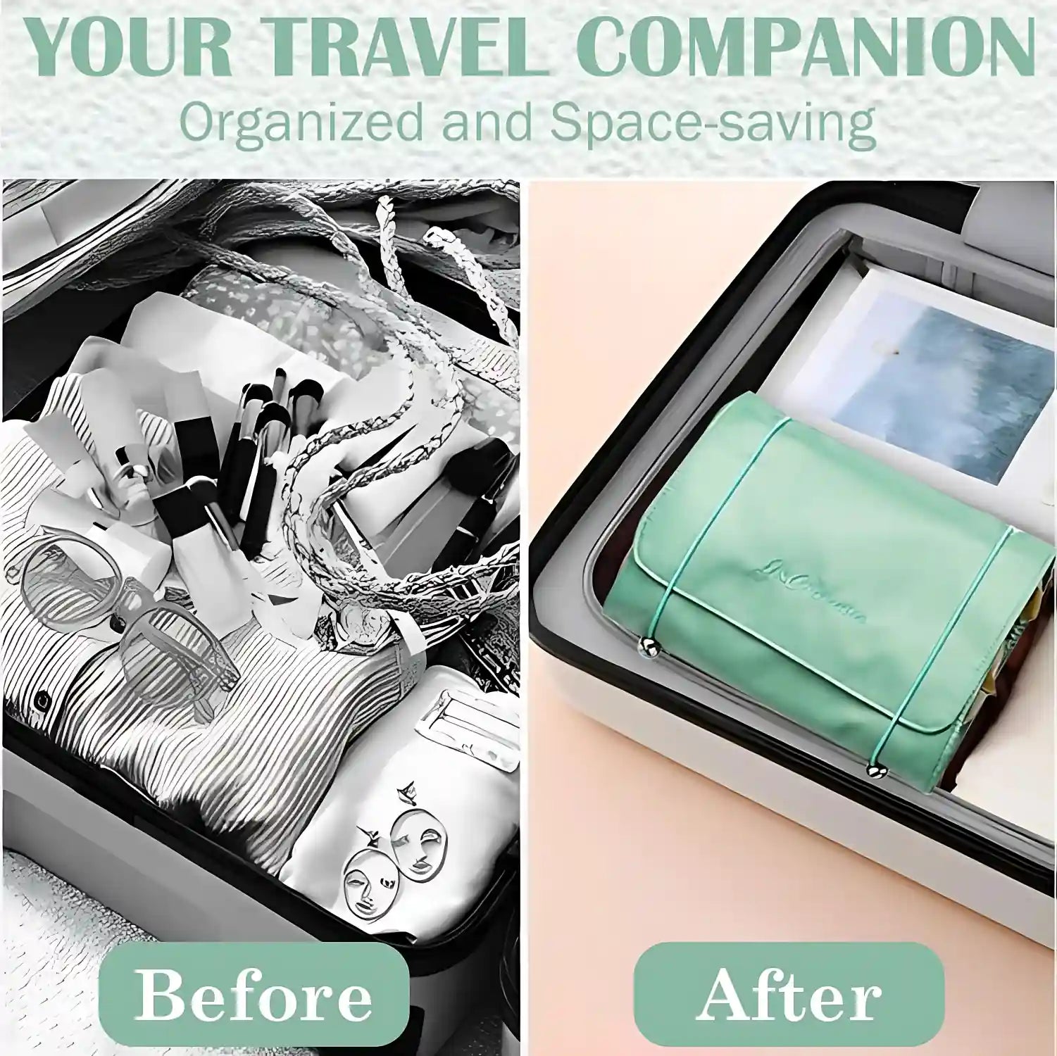 Premium 4 IN 1 Hanging Travel Makeup Organizer Bag – Green, in Green, view 7 – KPM WORLD™
