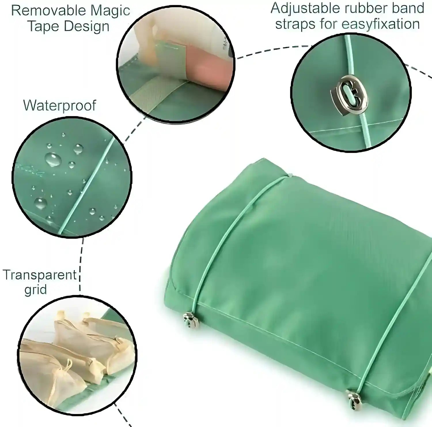 Premium 4 IN 1 Hanging Travel Makeup Organizer Bag – Green, in Green, view 4 – KPM WORLD™