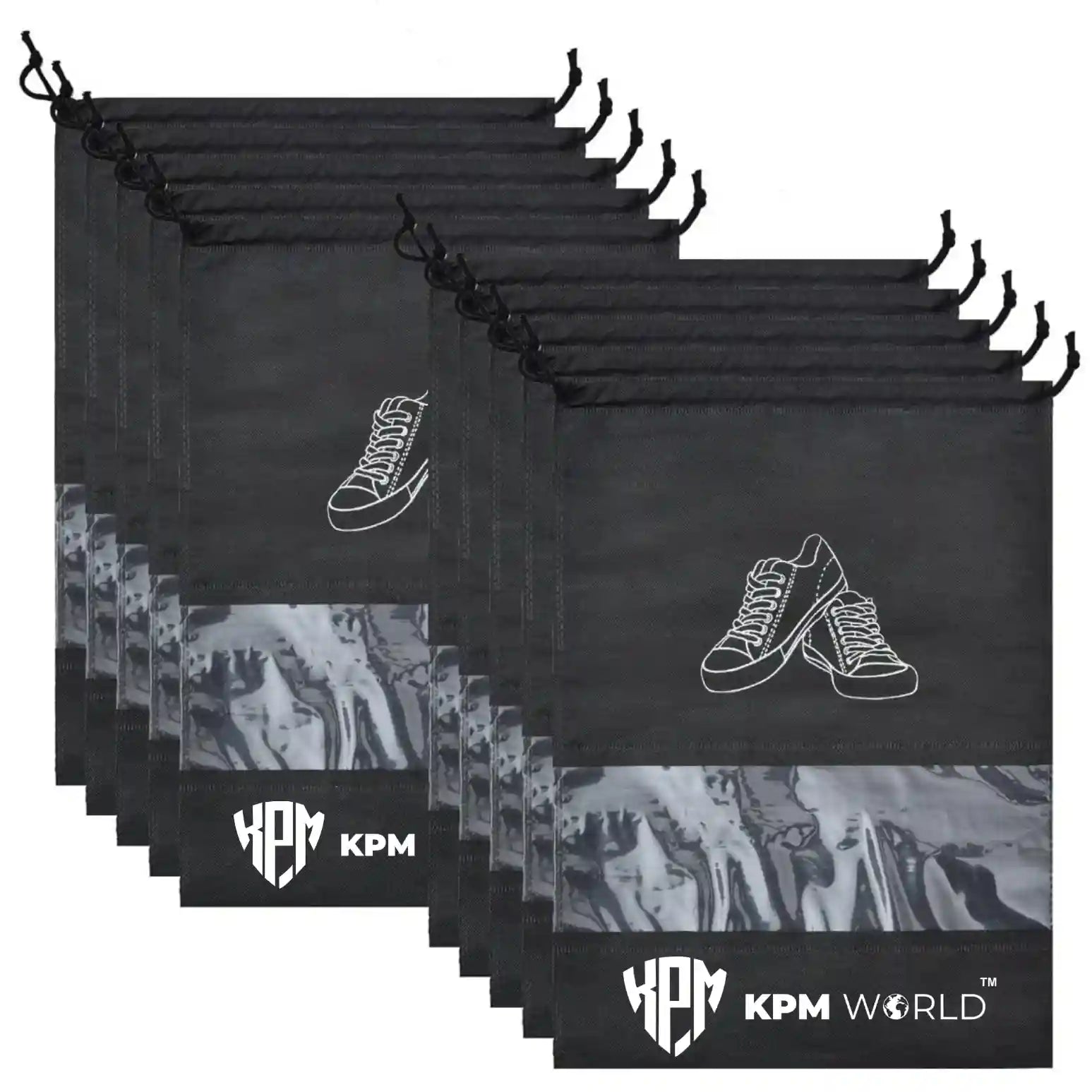 Premium Travel Shoe Bags with Transparent Window & Drawstring Closure